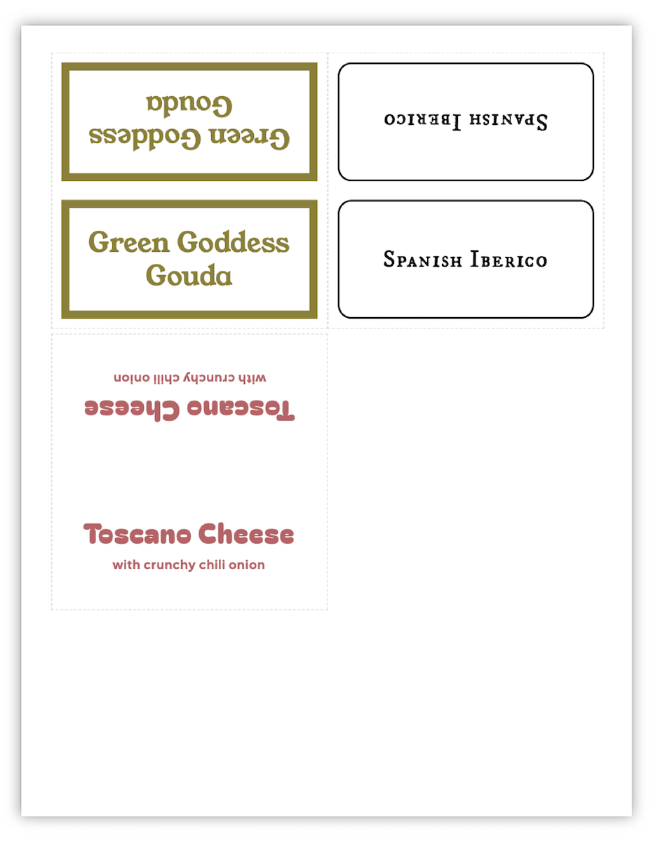 Tenting Labels Custom printable tent labels & food signs for parties and events ...
